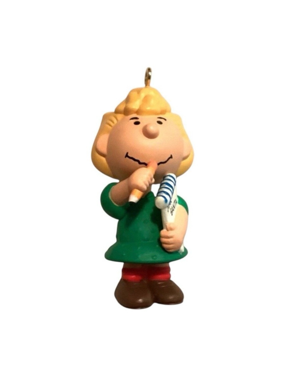1996 Peanuts Sally Figurine Keychain - Green Dress Peanuts Snoopy Hallmark